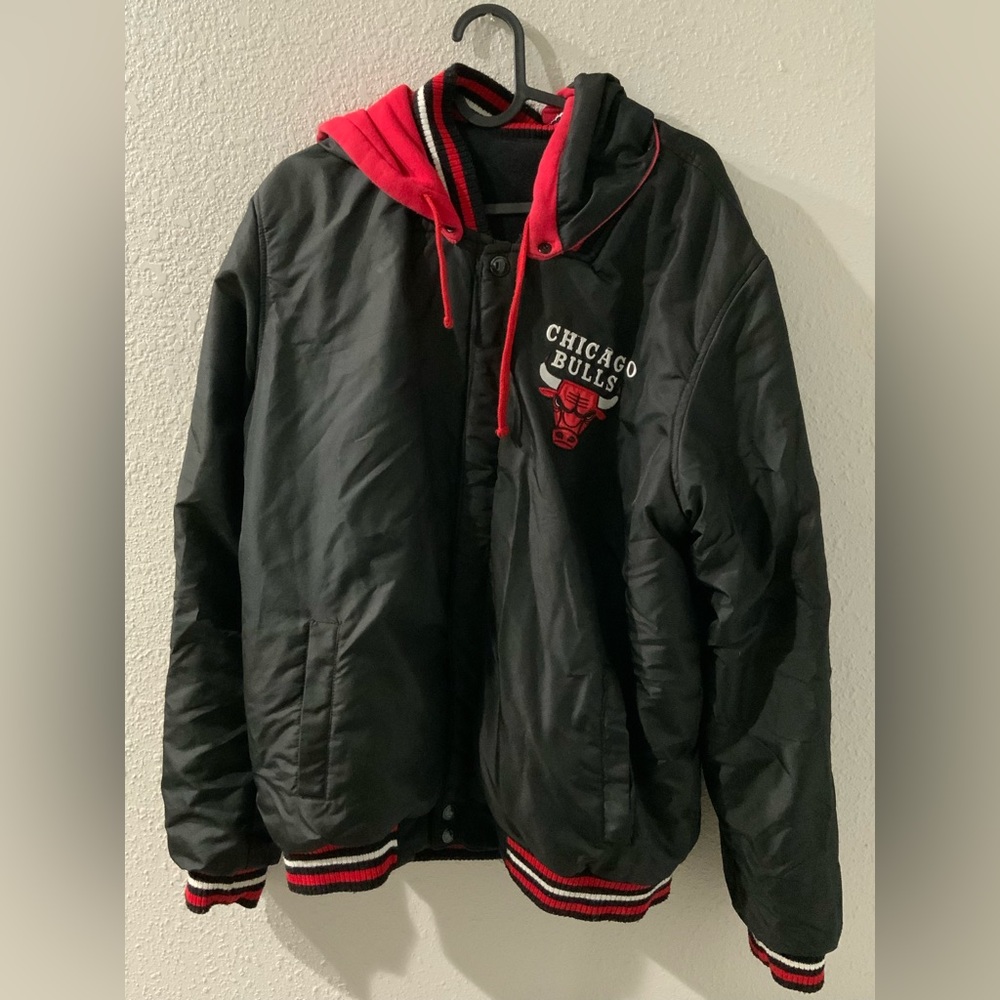Vintage JH Design NBA Chicago Bulls Wool Blend Reversible Jacket Size L